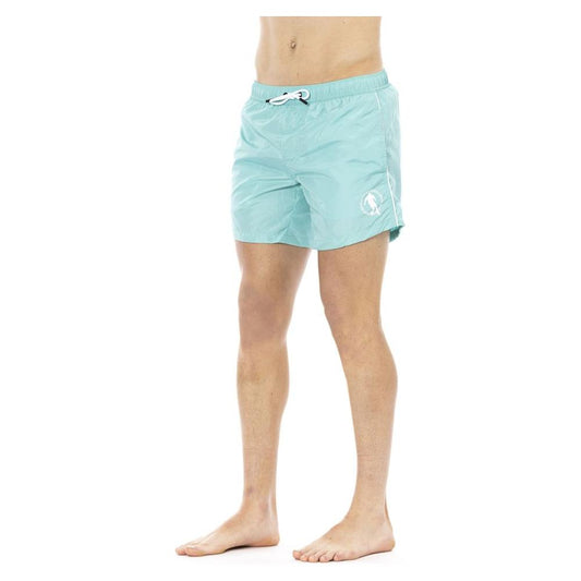 Sleek Light Blue Swim Shorts with Front Print