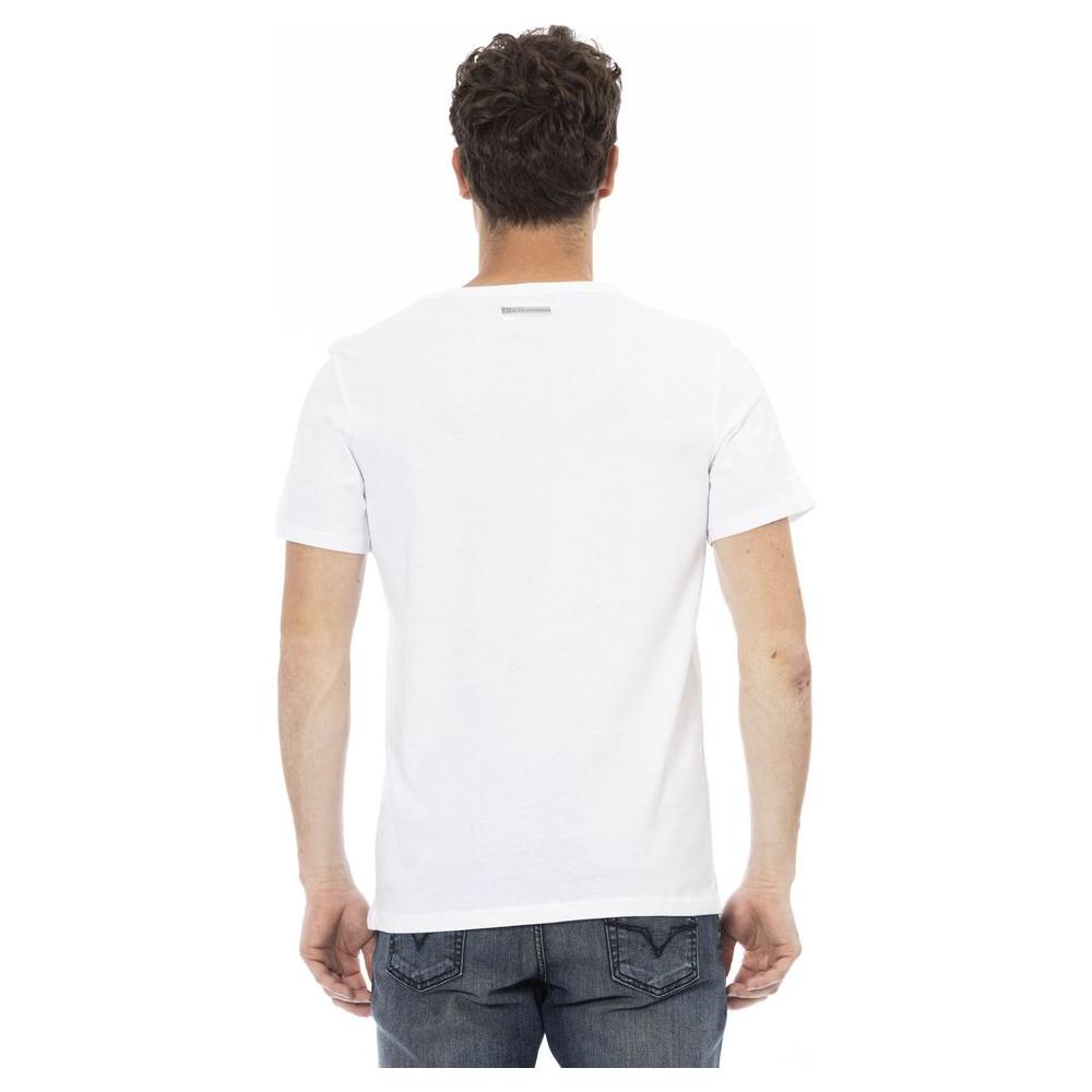 Crisp White Cotton Tee with Print Detail