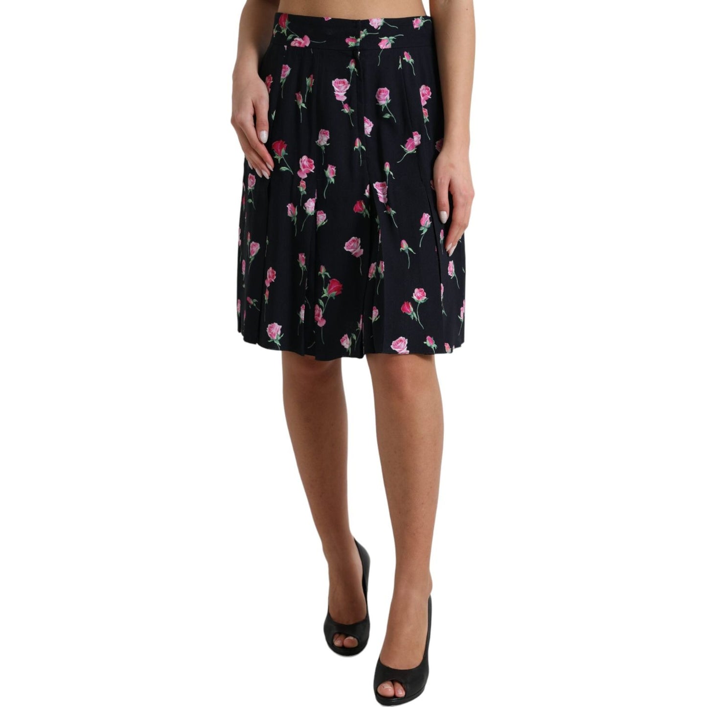 Elegant Floral A-Line Knee-Length Skirt