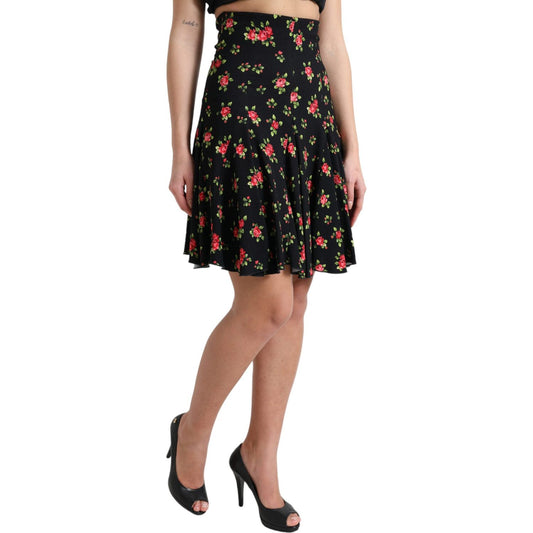 Floral A-Line Mini Skirt with High Waist