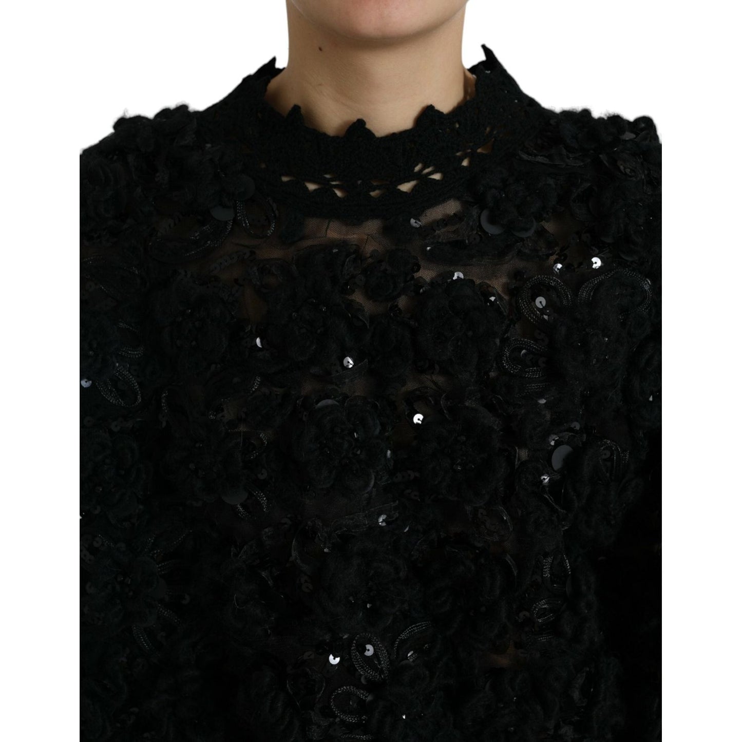 Sequin Embellished Black Pullover