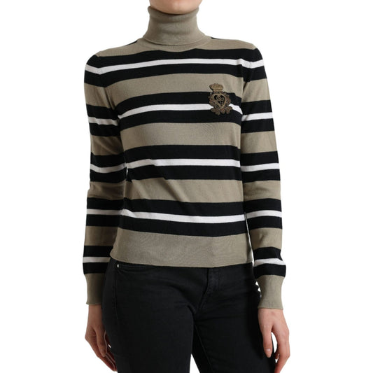 Multicolor Striped Wool Turtleneck Sweater