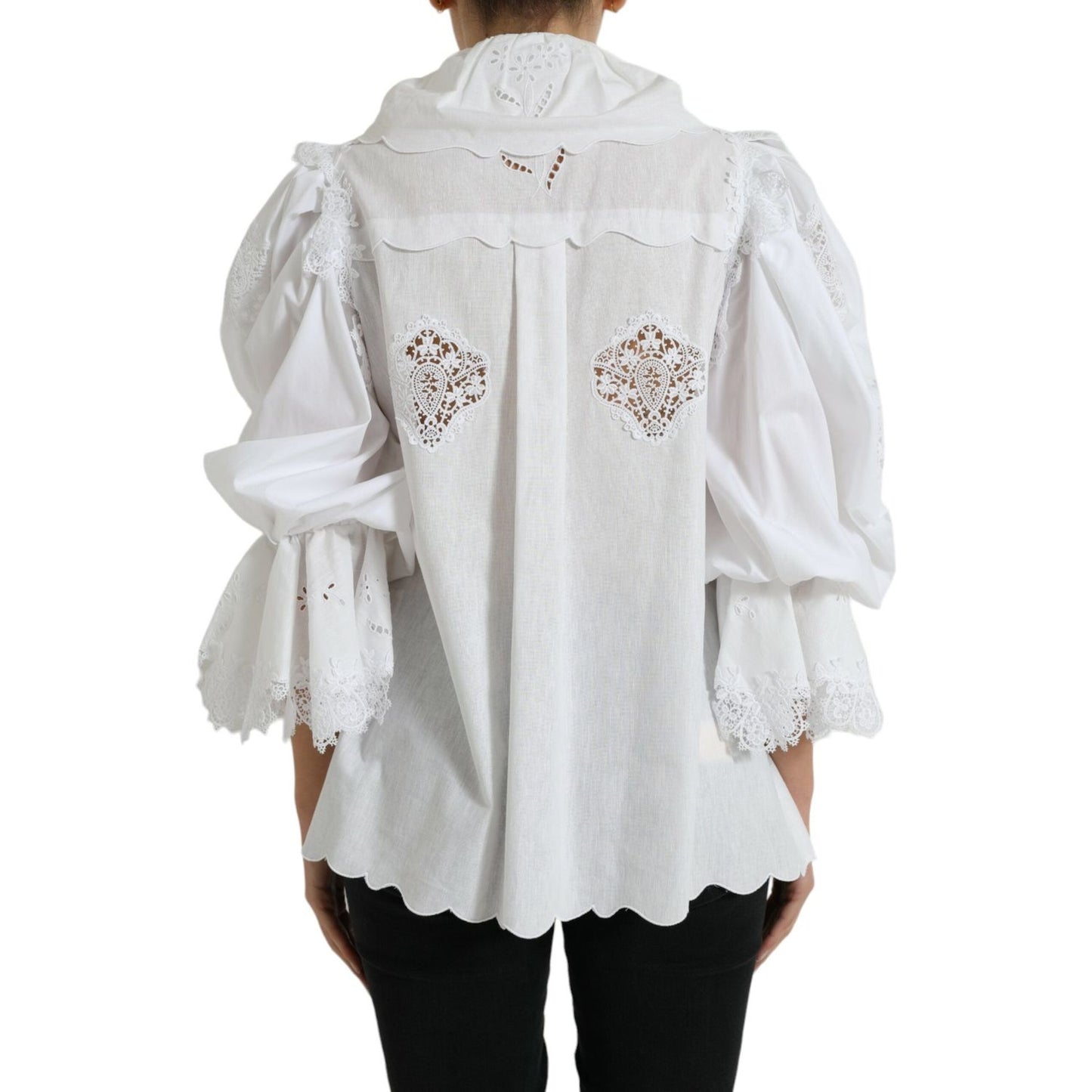 Elegant White Lace Trim Blouse Top