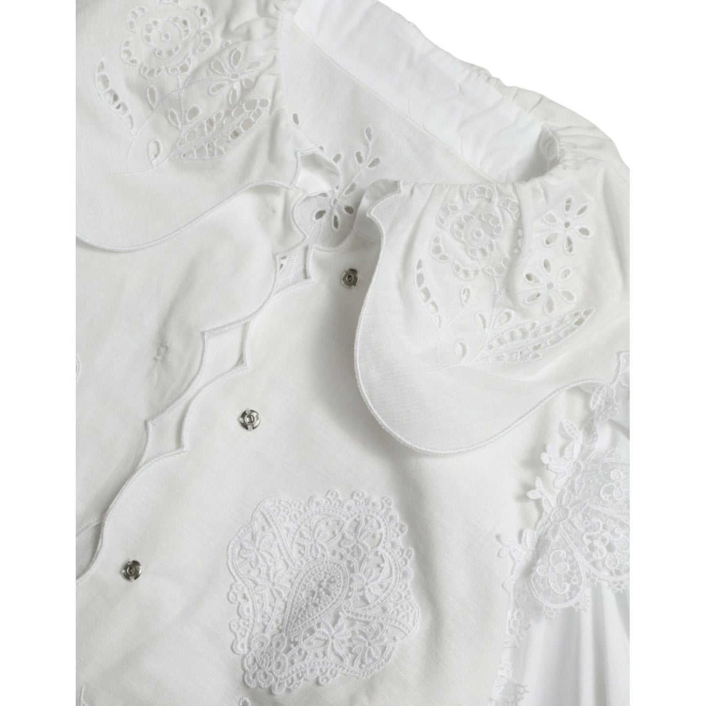 Elegant White Lace Trim Blouse Top