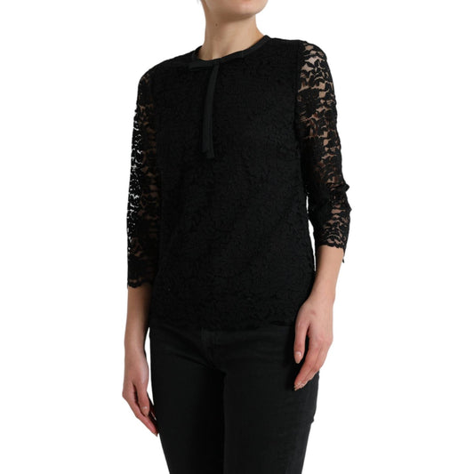 Elegant Floral Lace Long Sleeve Top Dolce & Gabbana