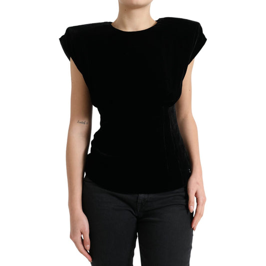 Velvet Exaggerated Shoulder Top