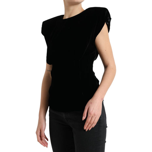 Velvet Exaggerated Shoulder Top