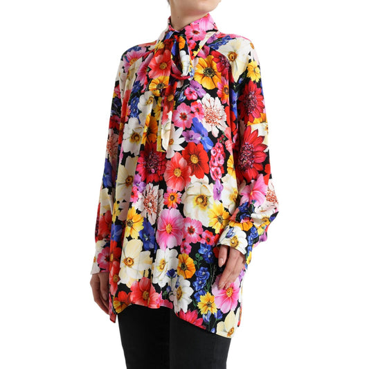 Floral Silk Blouse with Front Tie Fastening Dolce & Gabbana