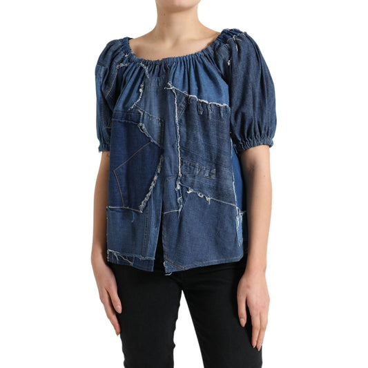 Elegant Cotton Denim Blouse Top Dolce & Gabbana