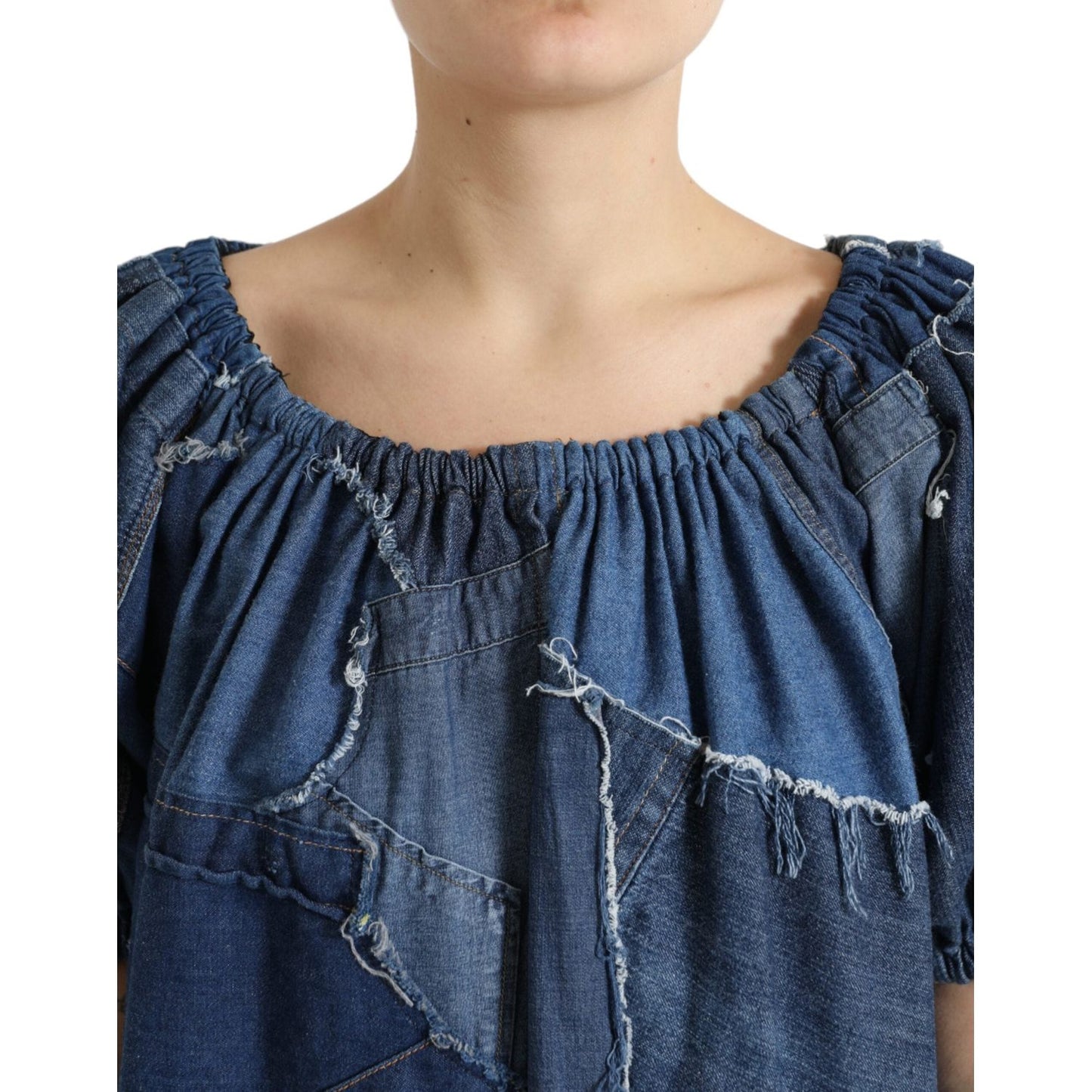 Elegant Cotton Denim Blouse Top