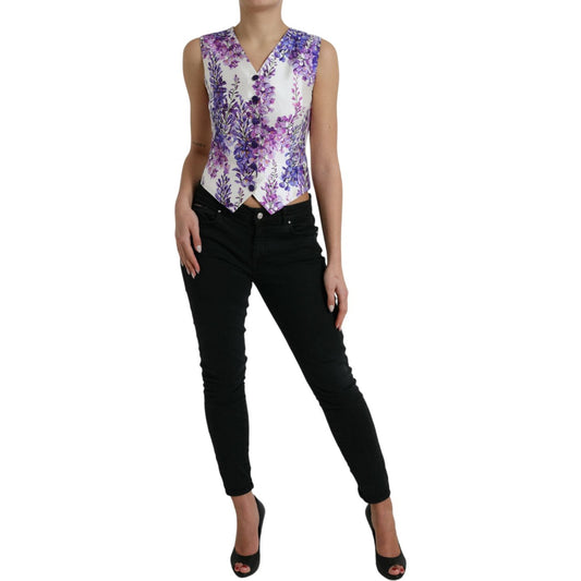 Floral Print Silk Blend Waistcoat