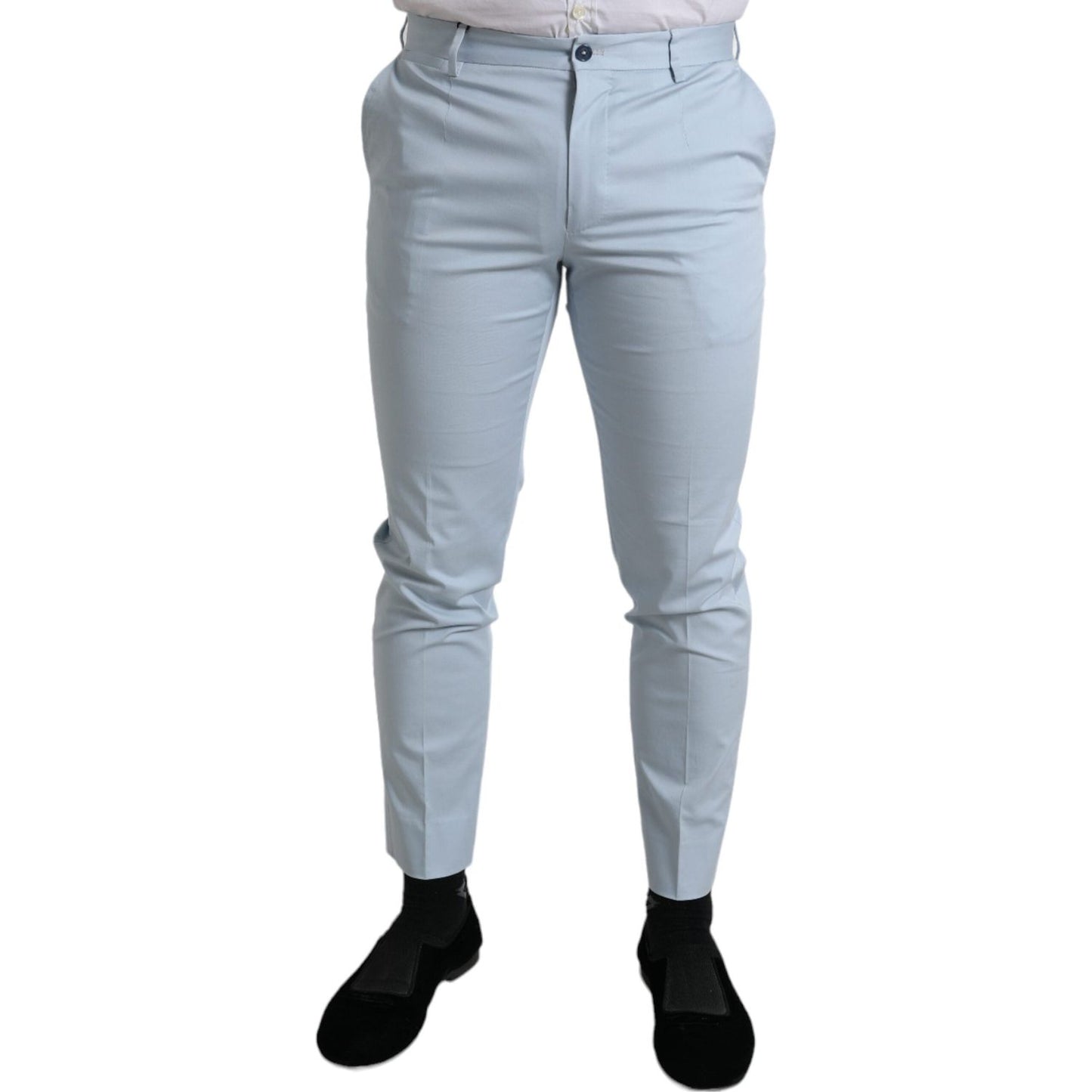 Sky Blue Cotton Stretch Skinny Pants