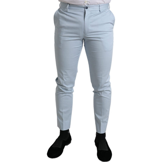 Sky Blue Cotton Stretch Skinny Pants Dolce & Gabbana