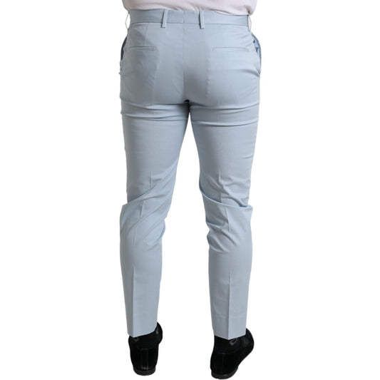 Sky Blue Cotton Stretch Skinny Pants Dolce & Gabbana