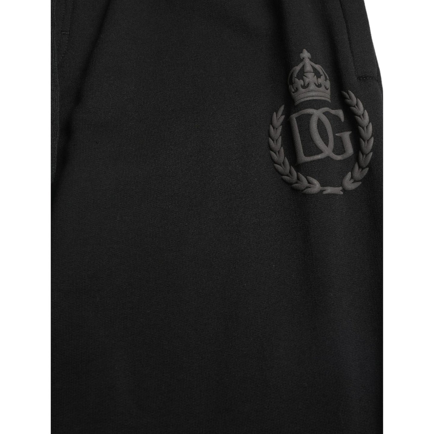 Elegant Black Cotton Joggers with Logo Embroidery