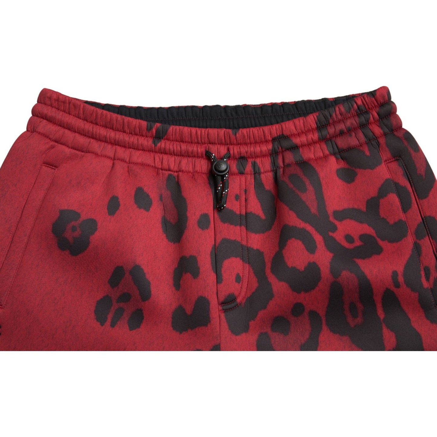 Elegant Leopard Print Joggers in Red and Black