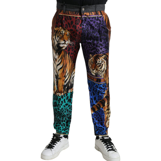 Multicolor Tiger Print Loose Denim Jeans