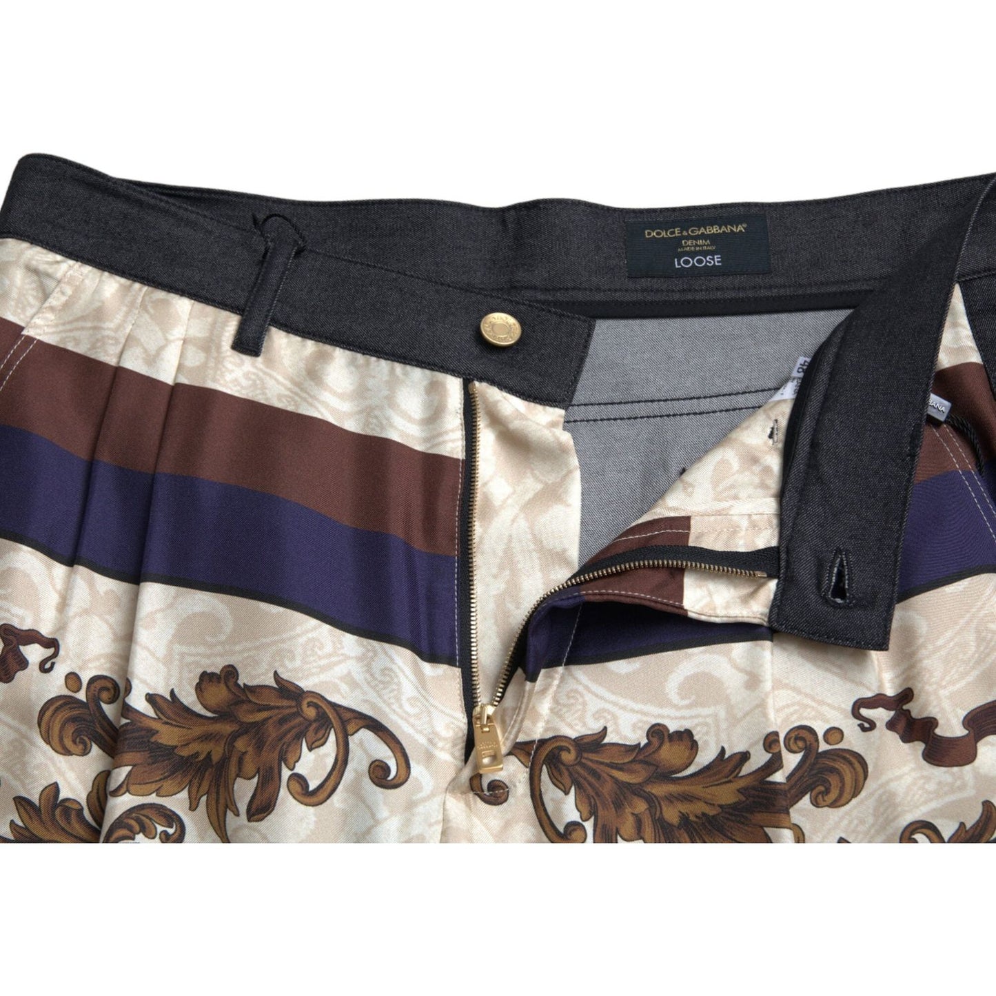 Elegant Silk Skinny Pants with Heraldic Print