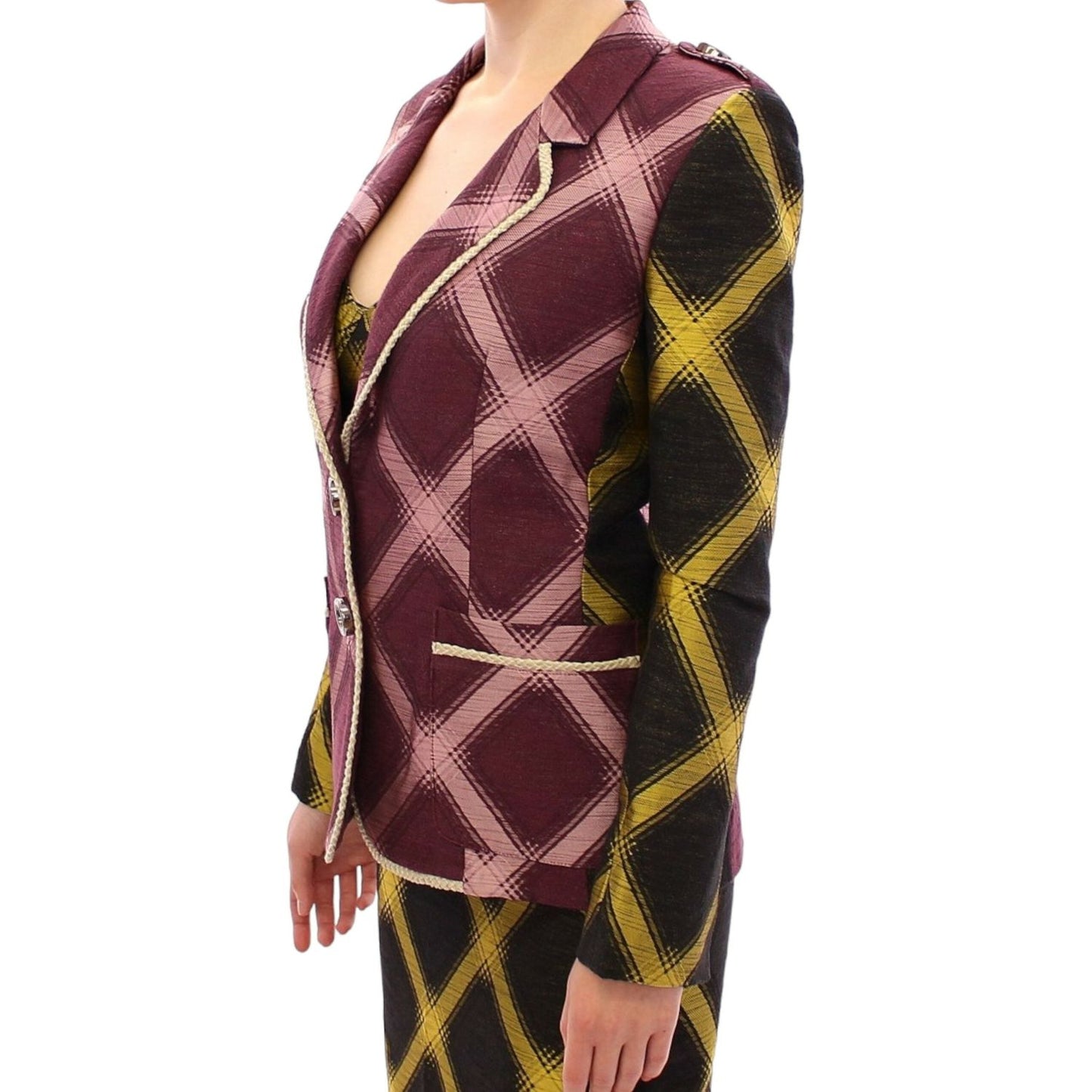 House of Holland Chic Purple Checkered Jacket Blazer House of Holland