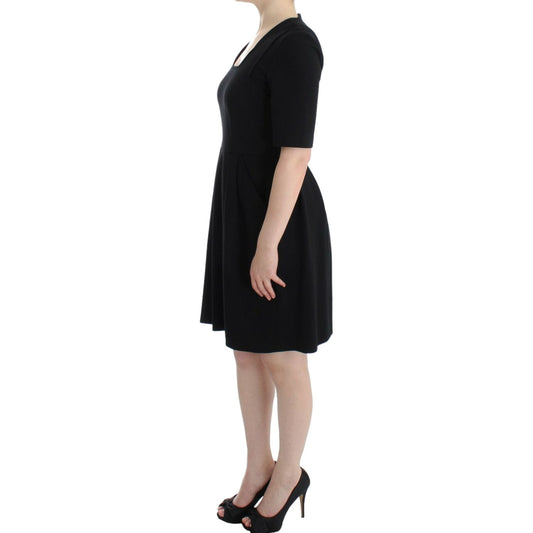 Elegant Black Short Sleeve Venus Dress