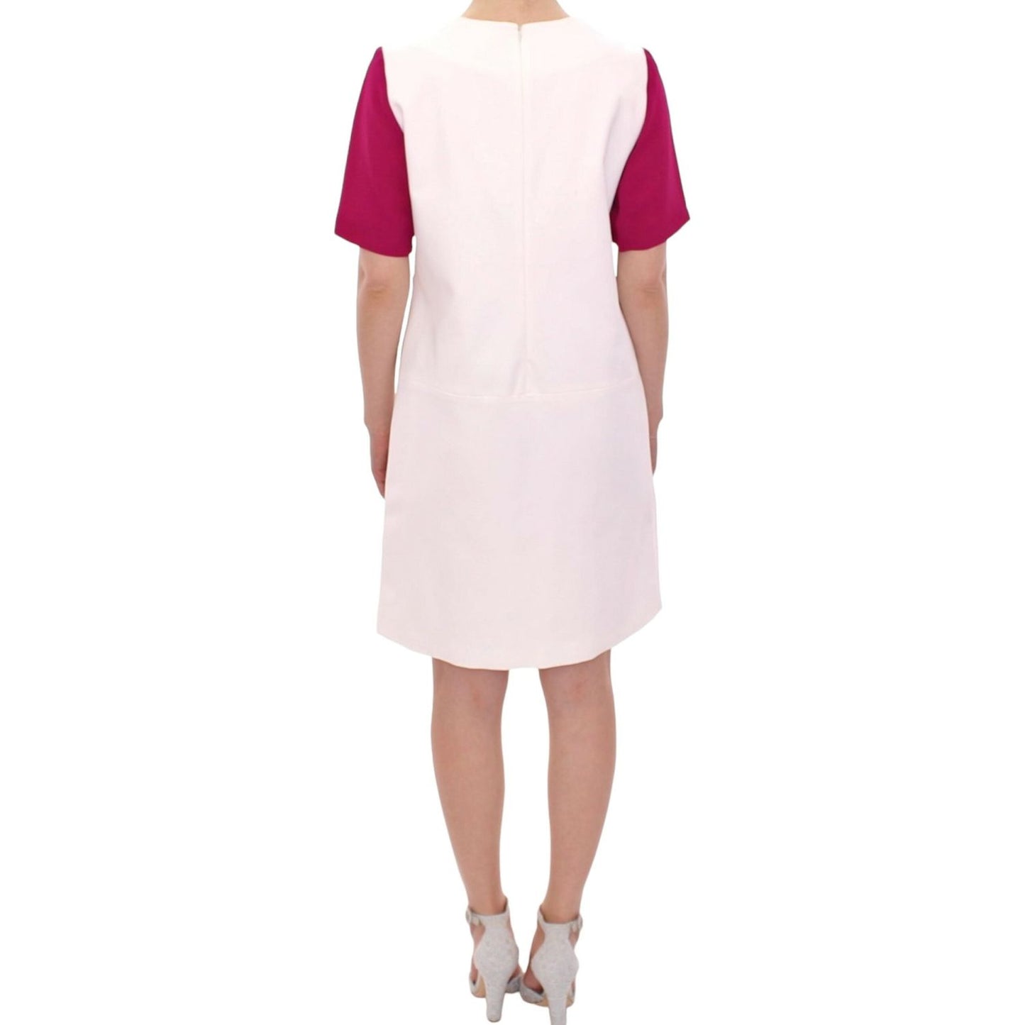 Chic White and Pink Shift Robot Dress