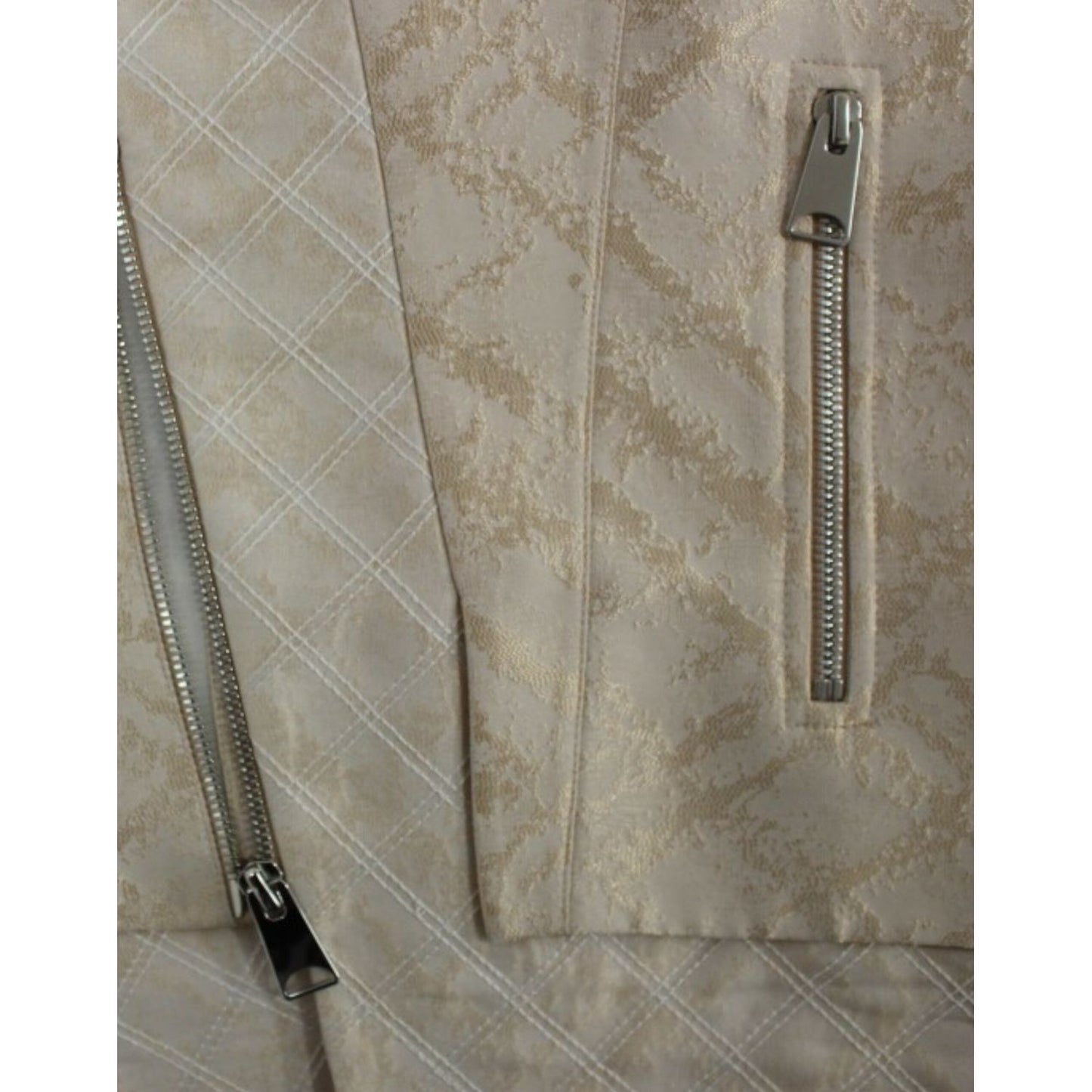 Exquisite Beige Brocade Sleeveless Jacket Vest