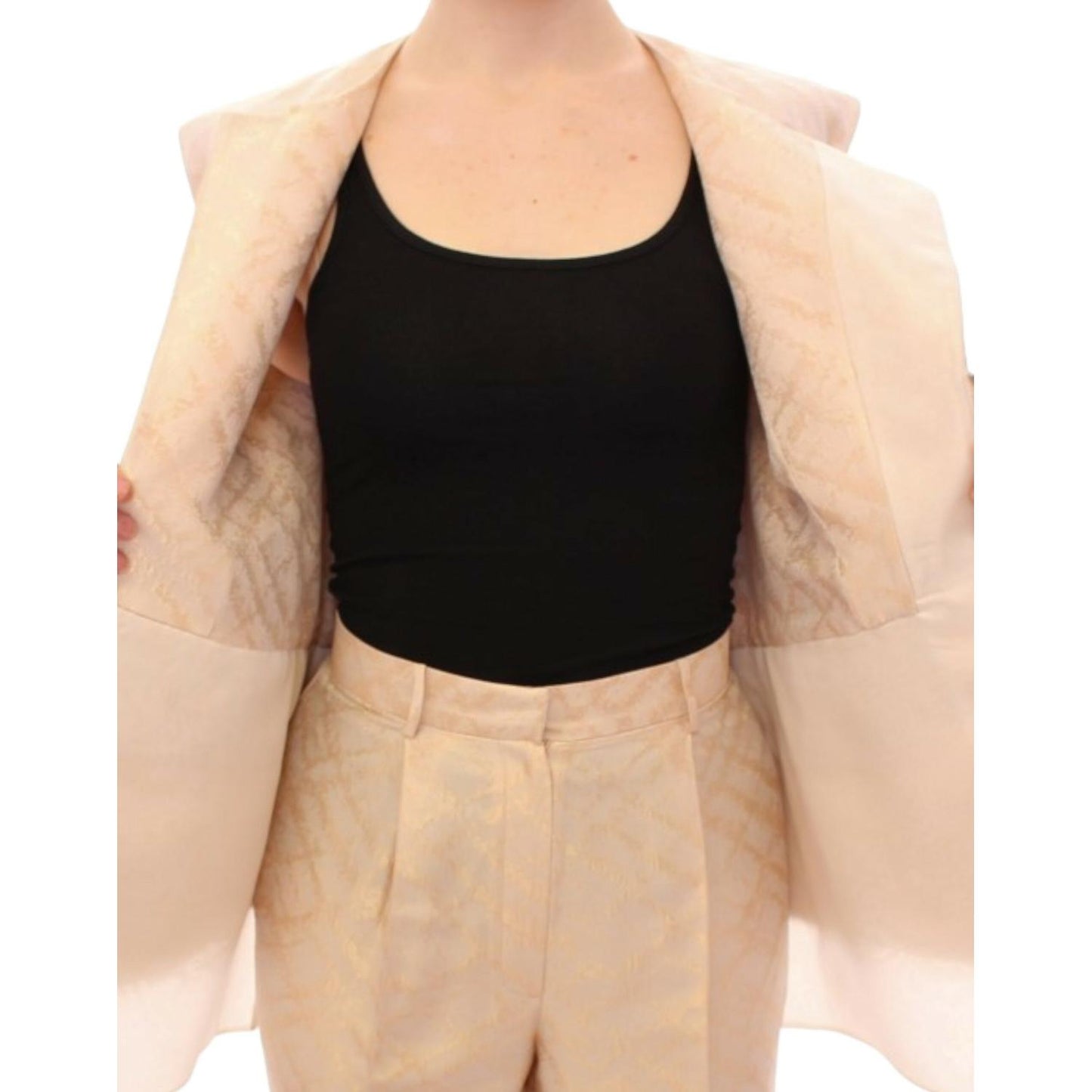 Exquisite Beige Brocade Sleeveless Jacket Vest