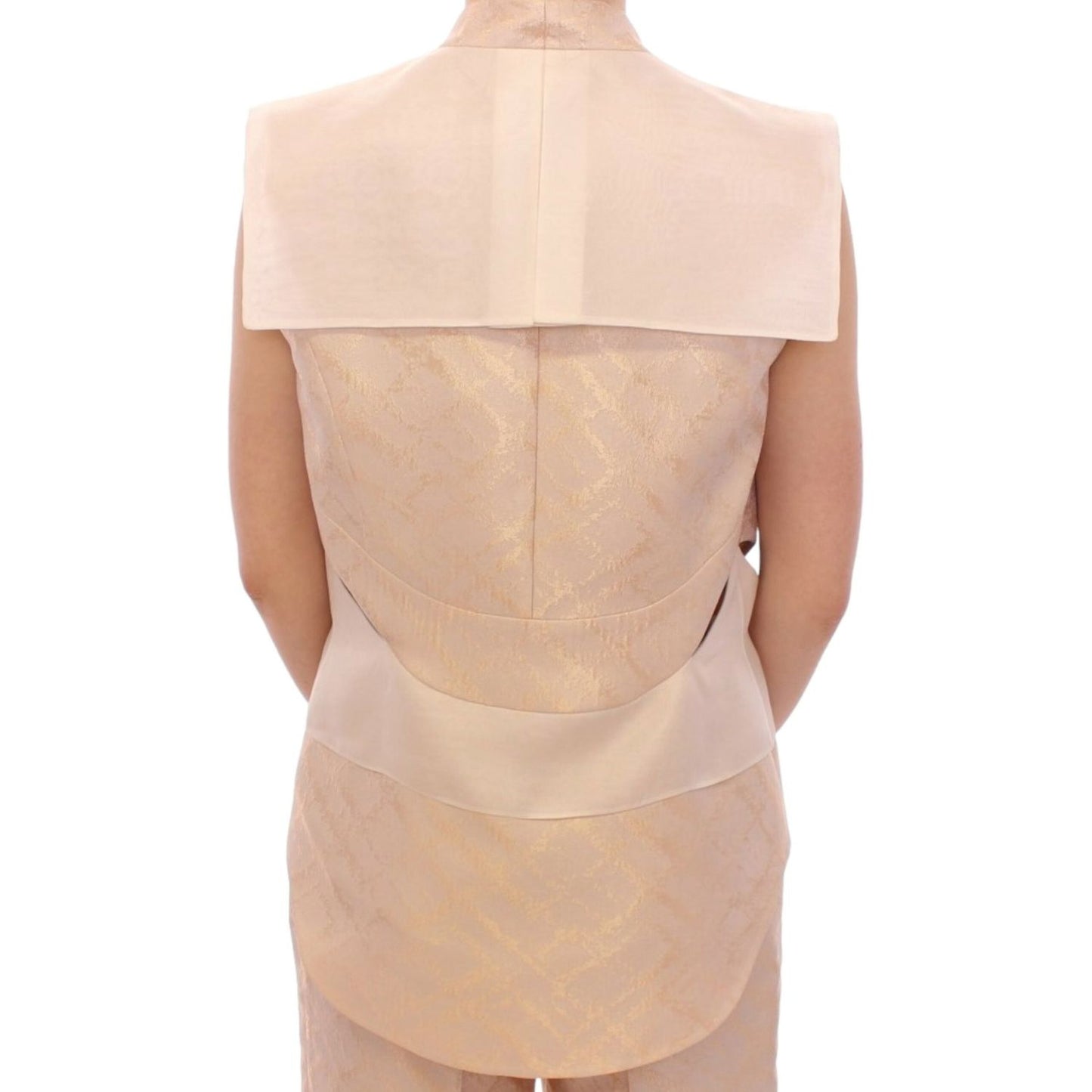 Exclusive Beige Brocade Sleeveless Vest