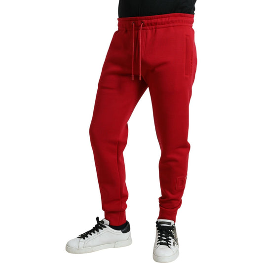 Sizzling Red Cotton Blend Jogger Pants Dolce & Gabbana