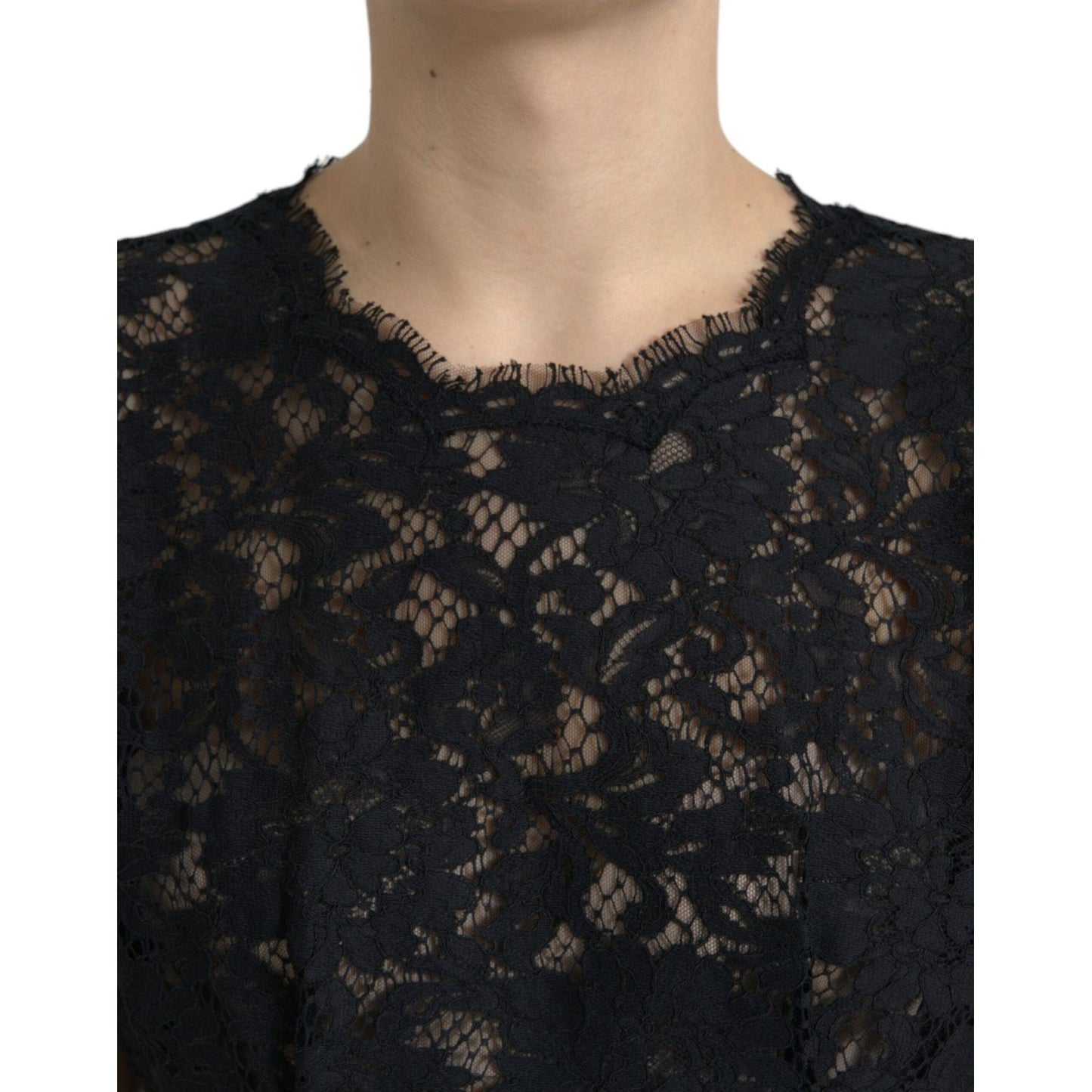 Elegant Black Floral Lace A-Line Mini Dress