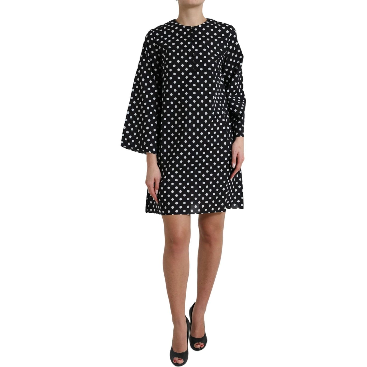 Elegant Polka Dot Shift Mini Dress