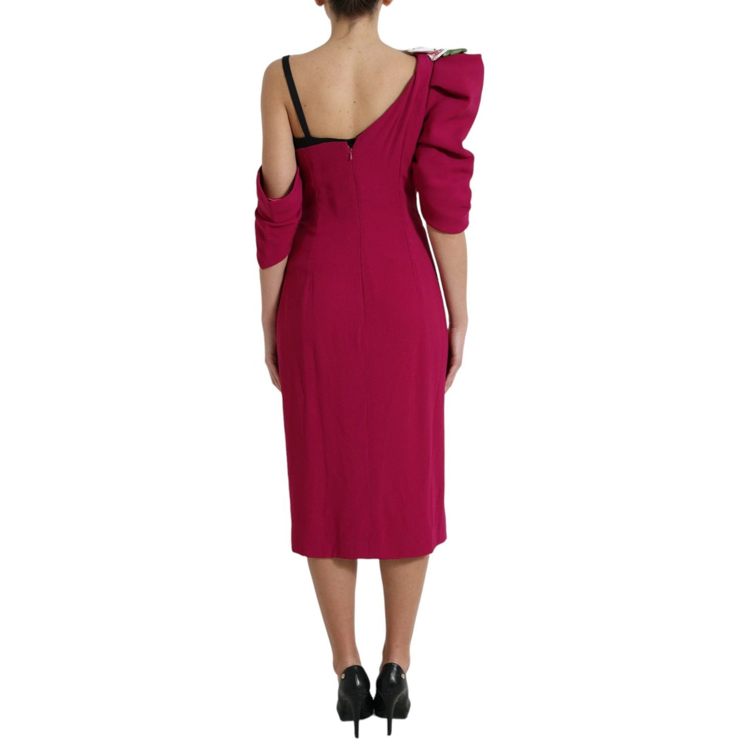 Elegant Purple Silk Midi Sheath Dress