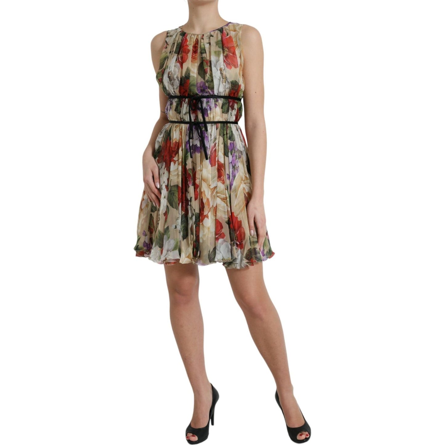 Floral Elegance Silk Chiffon Mini Dress