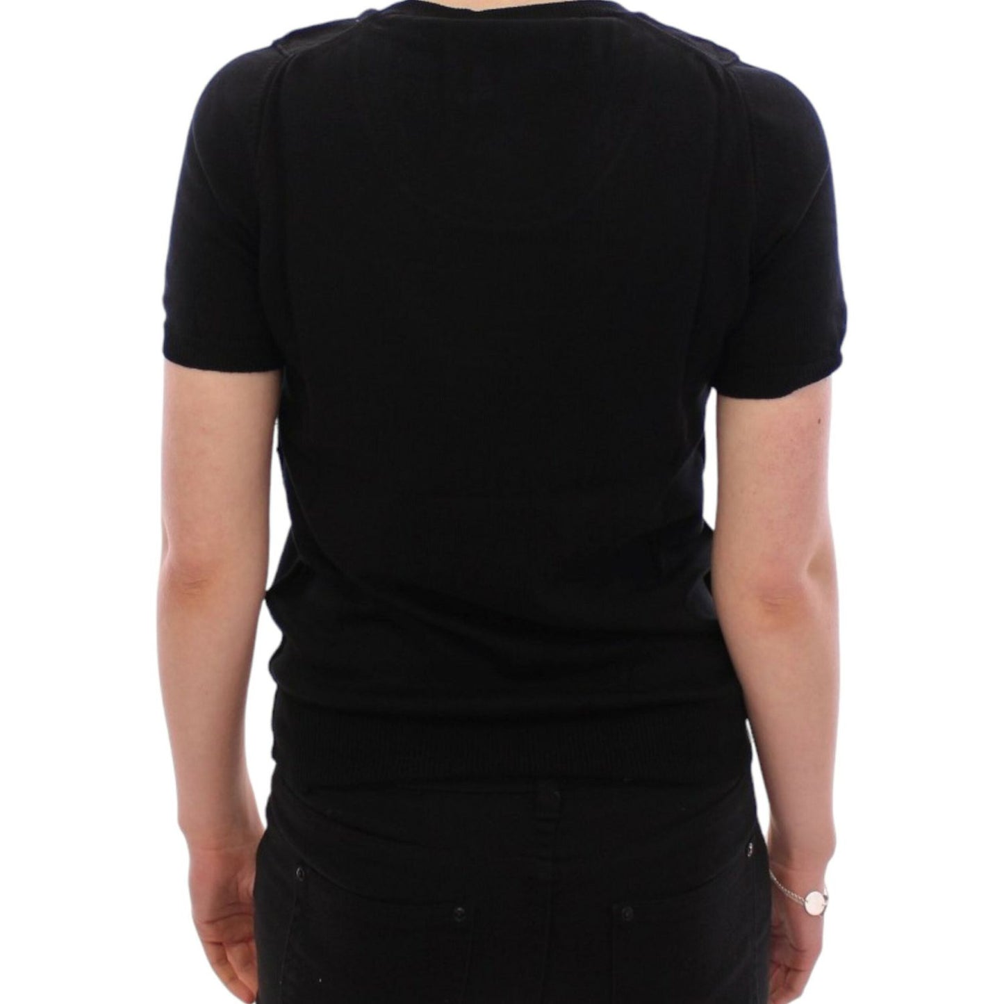 Elegant Black Cotton Crew-neck Tee