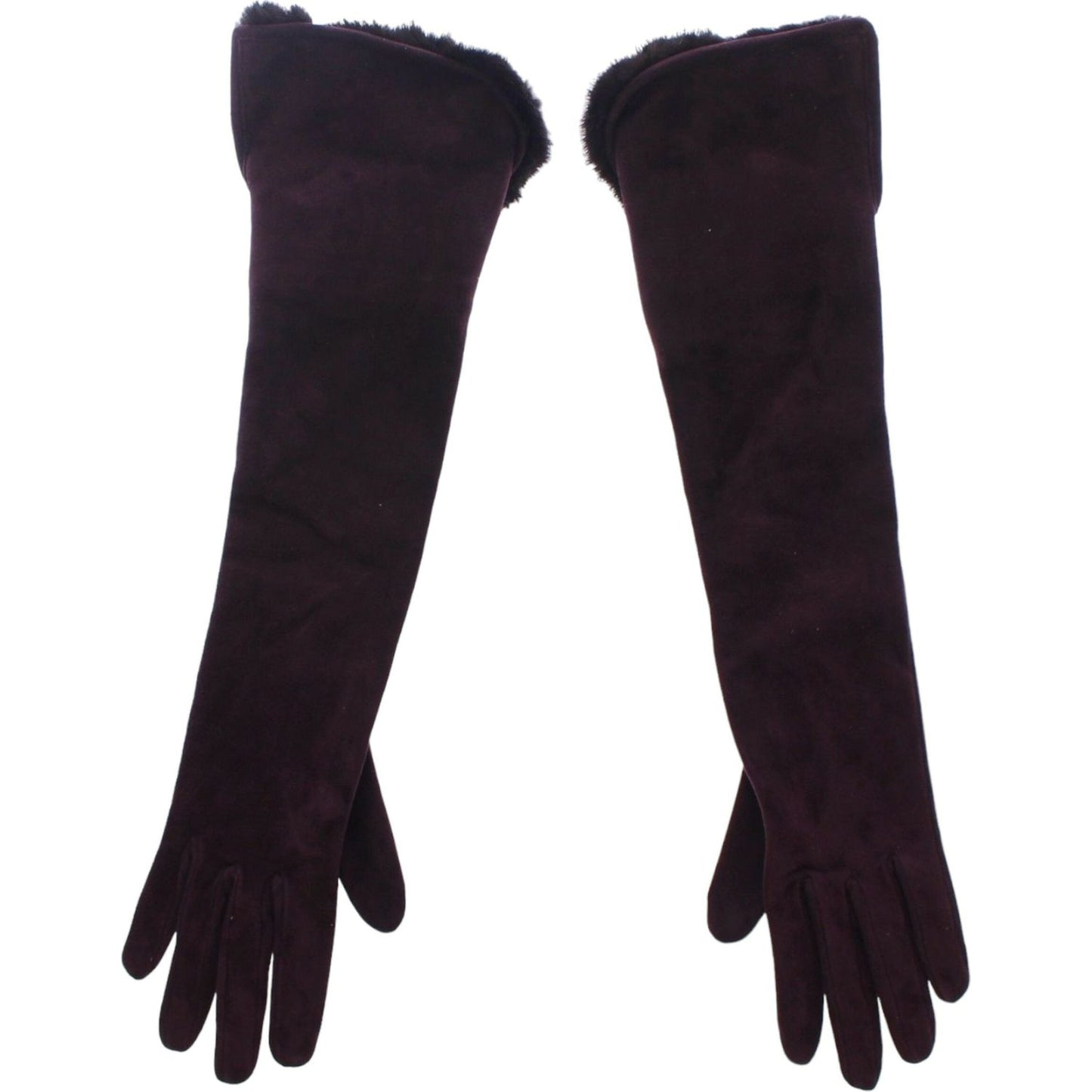 Elegant Elbow Length Purple Fur Gloves