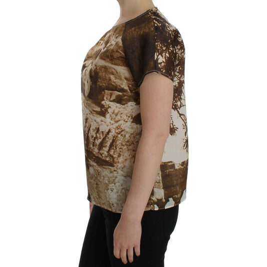 Enchanted Sicily Taormina Print Silk Blouse