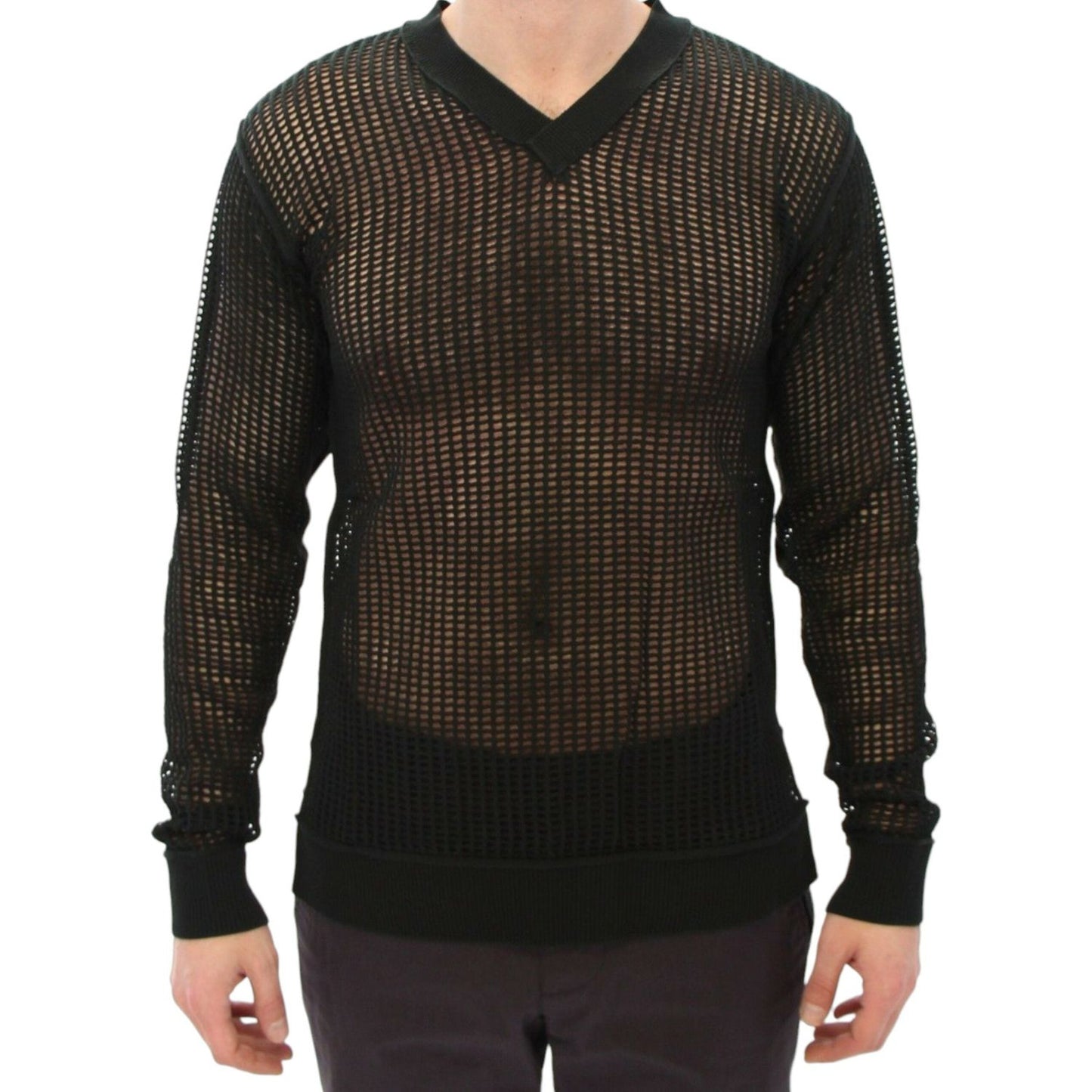 Elegant V-Neck Dark Green Knitted Sweater