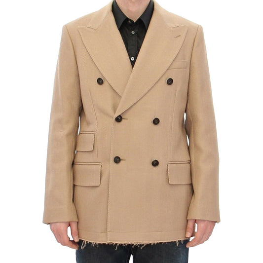 Elegant Beige Formal Wool Coat