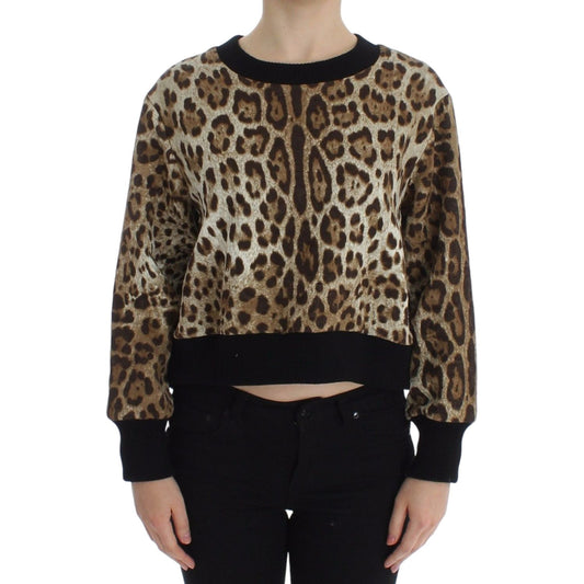 Elegant Leopard Print Short Sweater Top