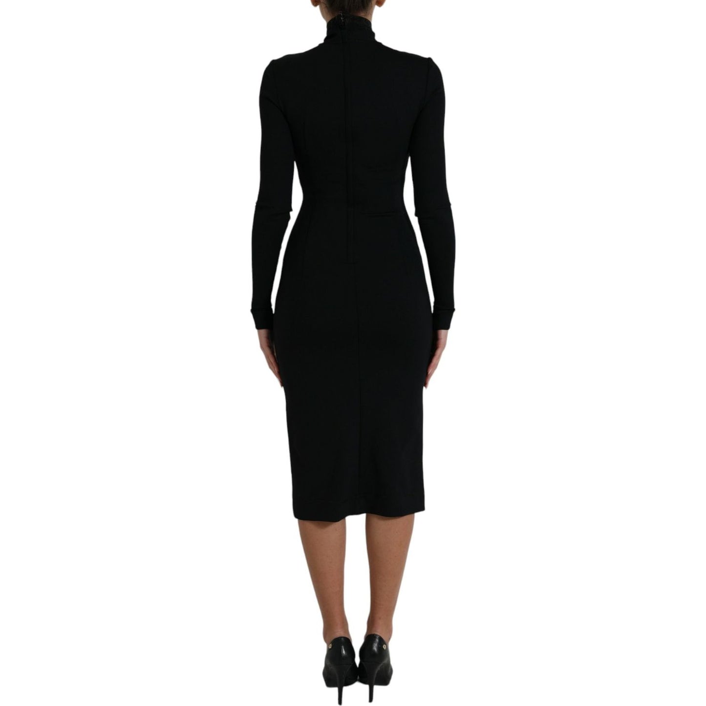 Elegant Black Bodycon Turtleneck Dress