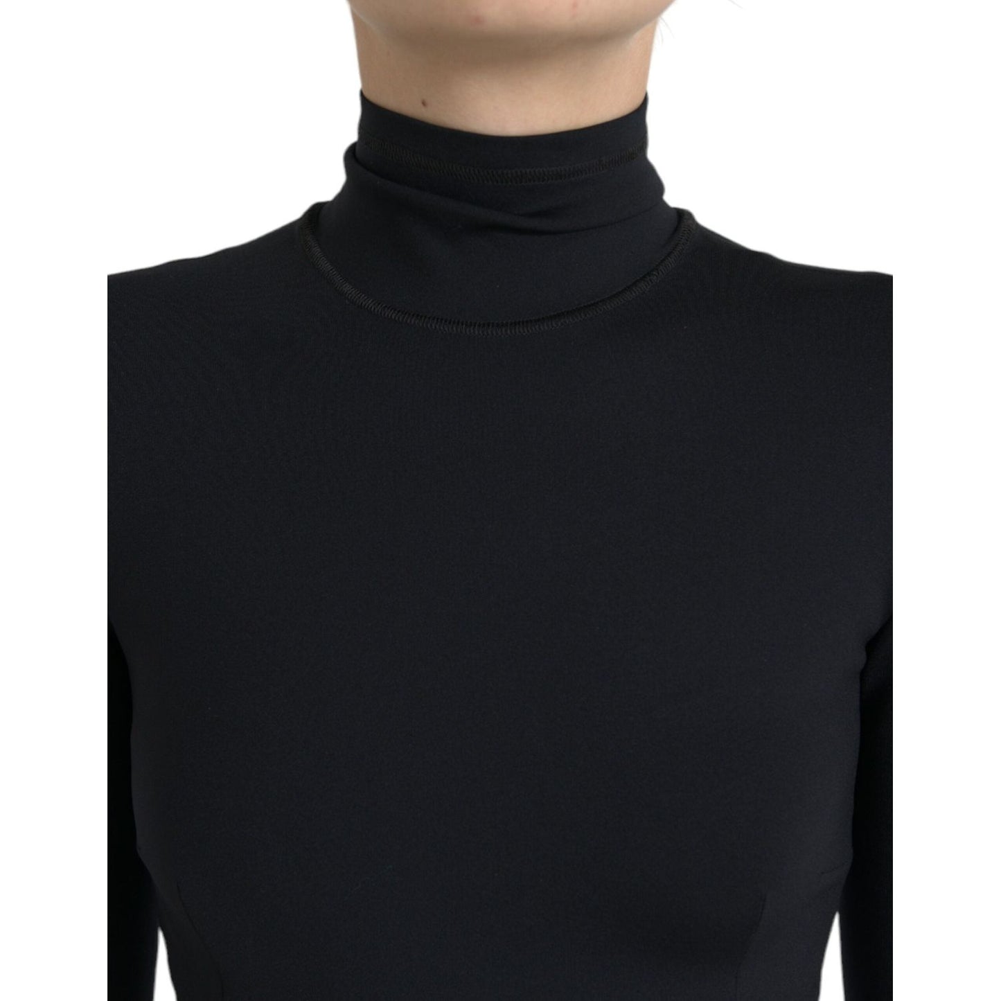 Elegant Black Bodycon Turtleneck Dress