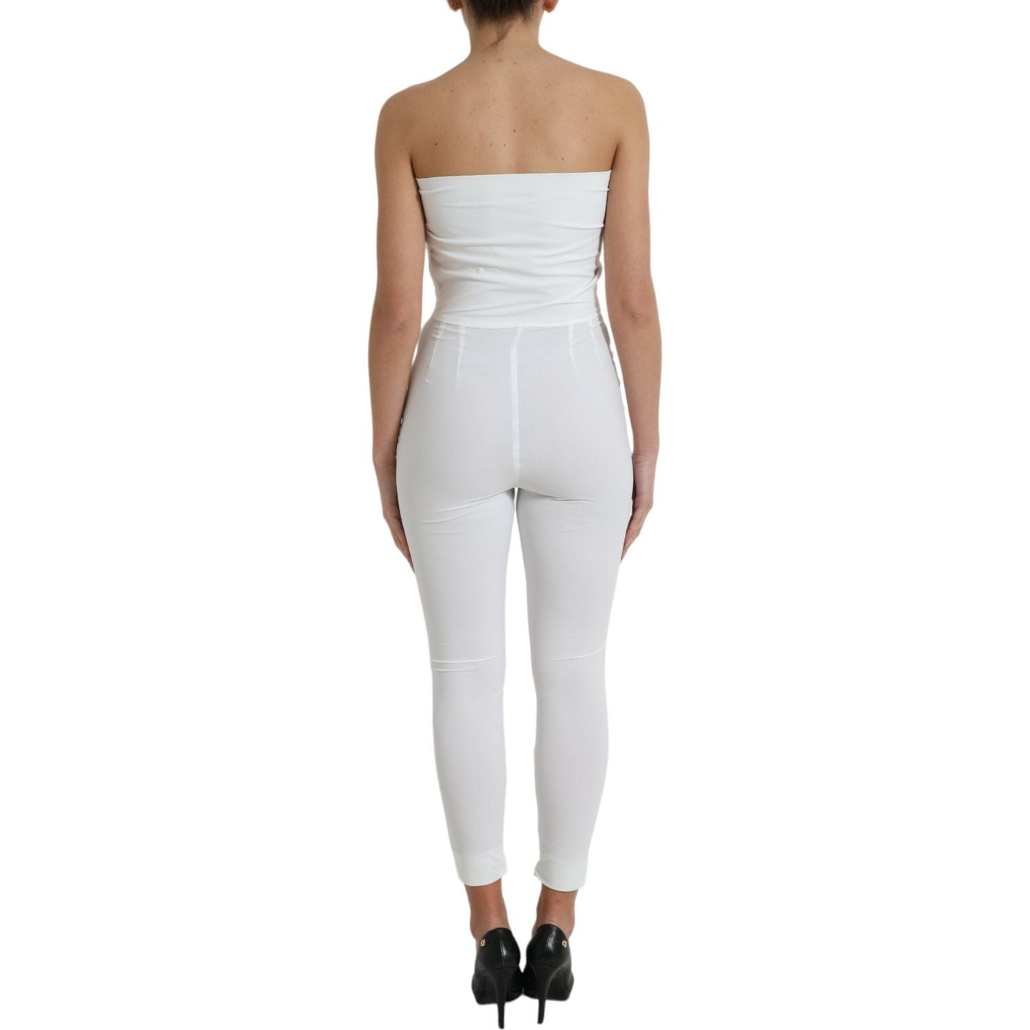 Dolce & Gabbana White Nylon Strapless Bodycon Jumpsuit Dress