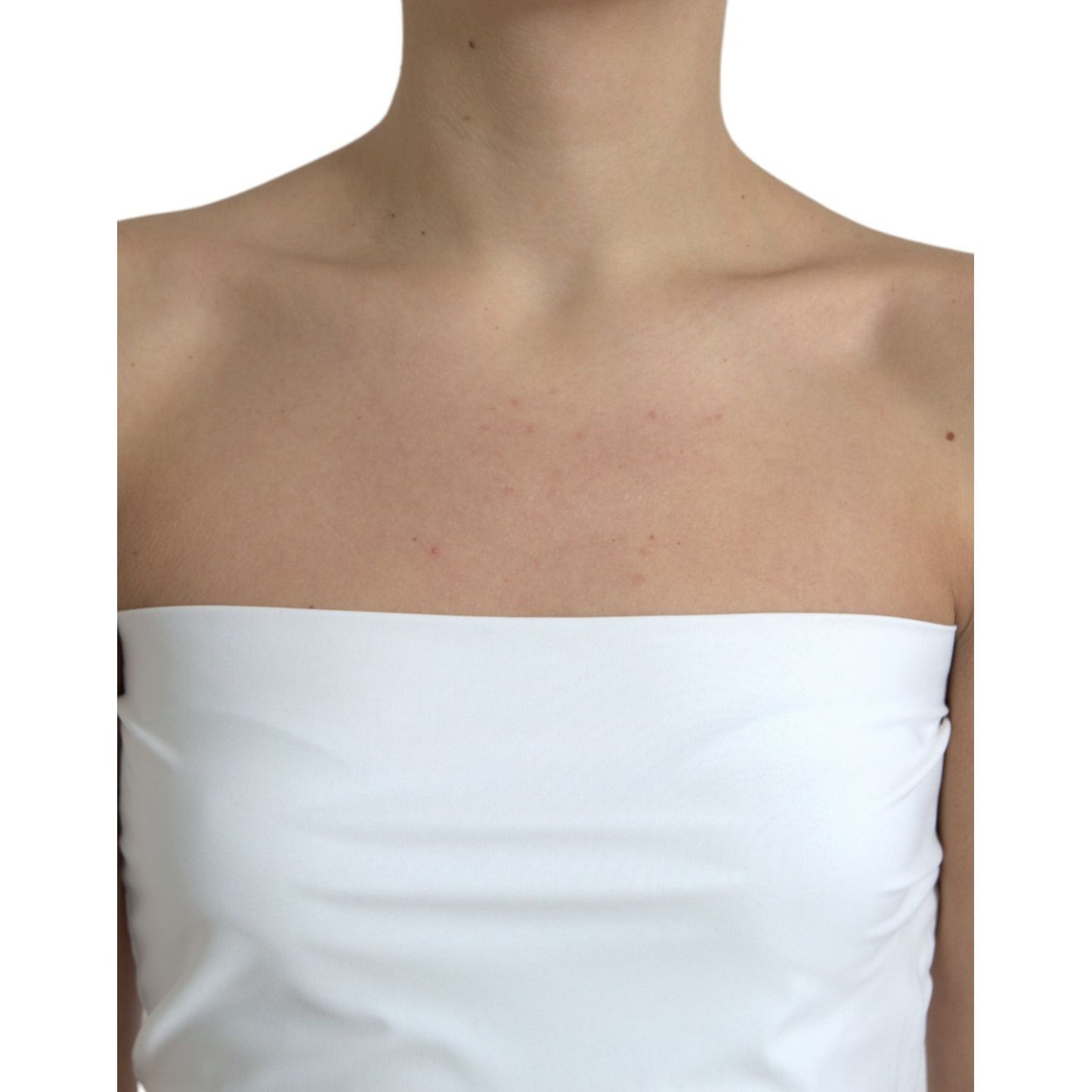 Dolce & Gabbana White Nylon Strapless Bodycon Jumpsuit Dress