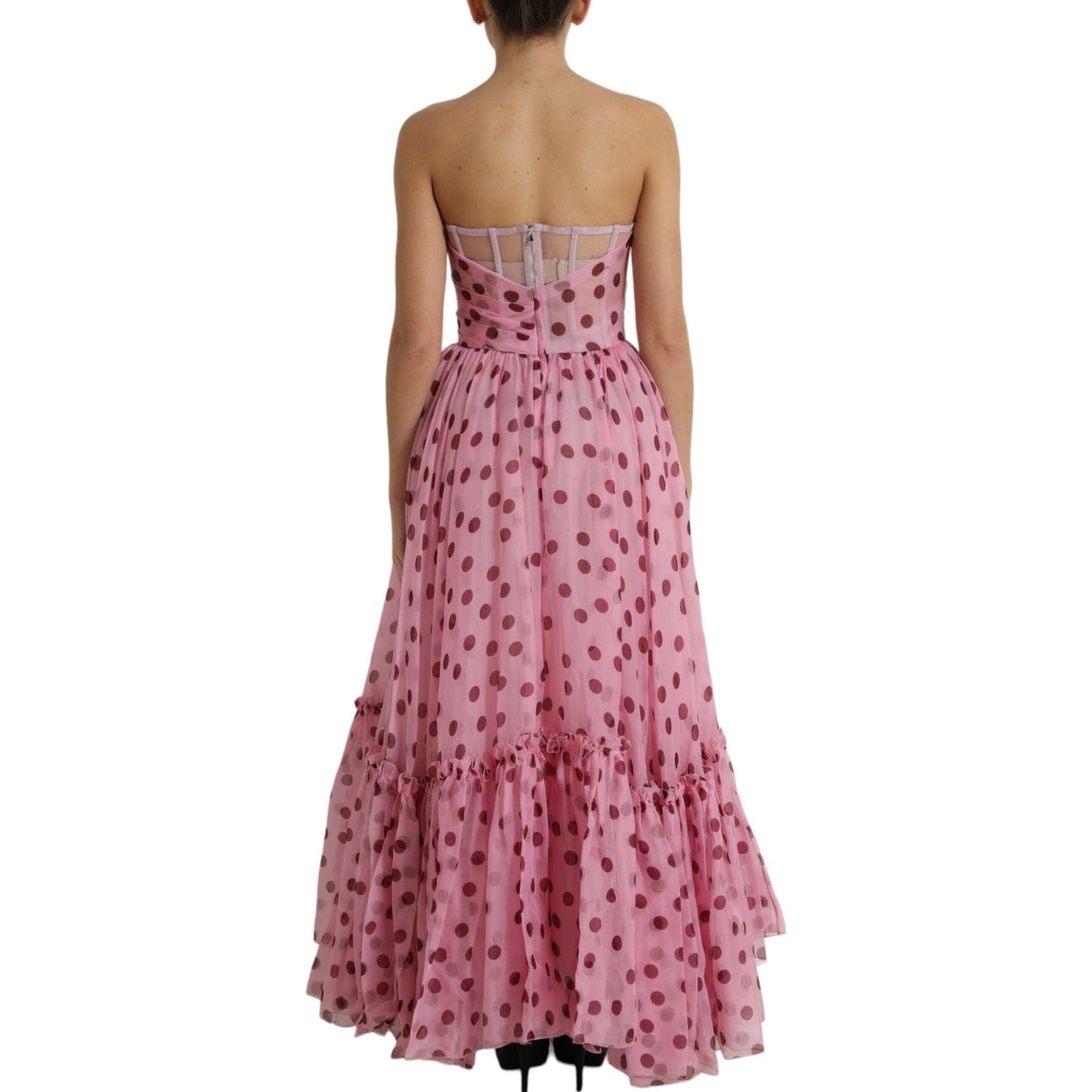 Chic A-Line Strapless Silk Dress in Pink