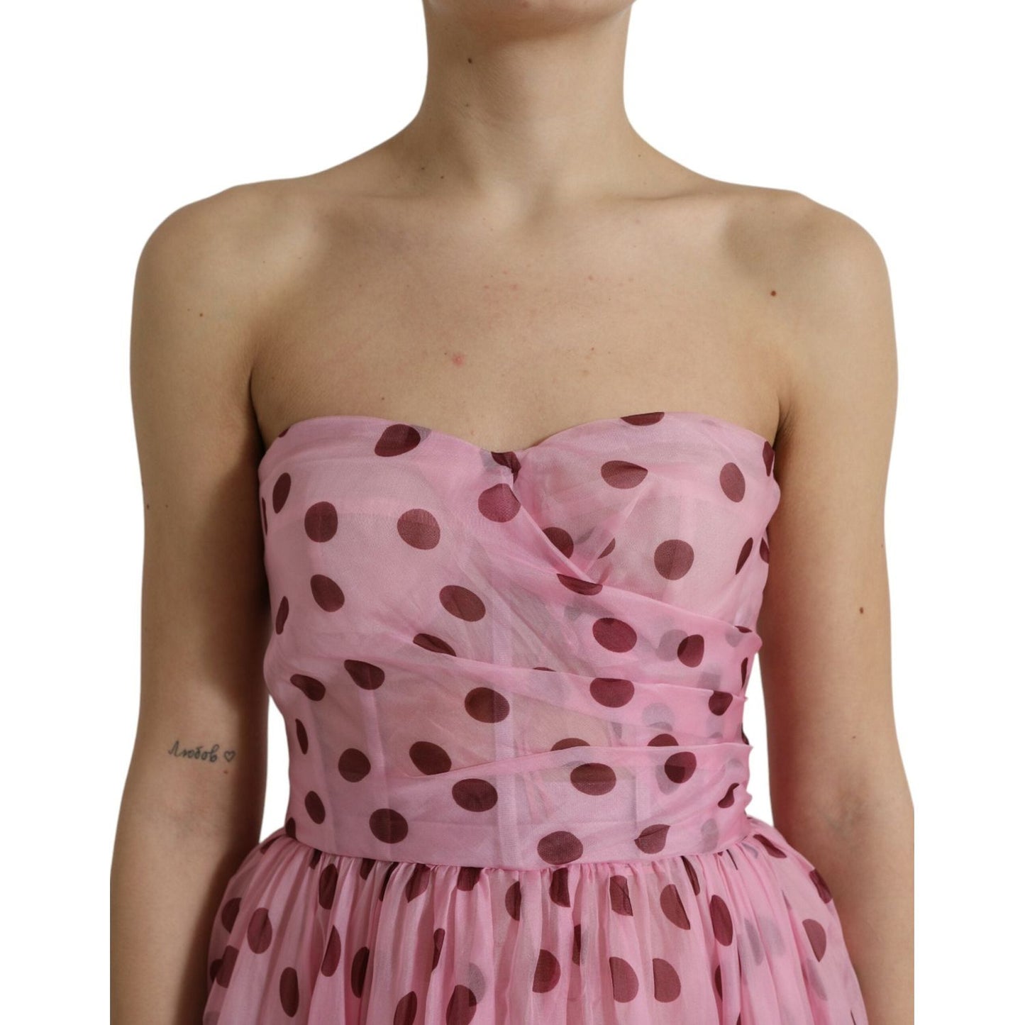 Chic A-Line Strapless Silk Dress in Pink