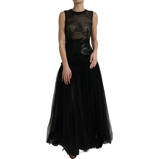 Elegant Black Sequined Evening Dress