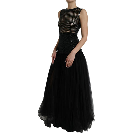 Elegant Black Sequined Evening Dress Dolce & Gabbana