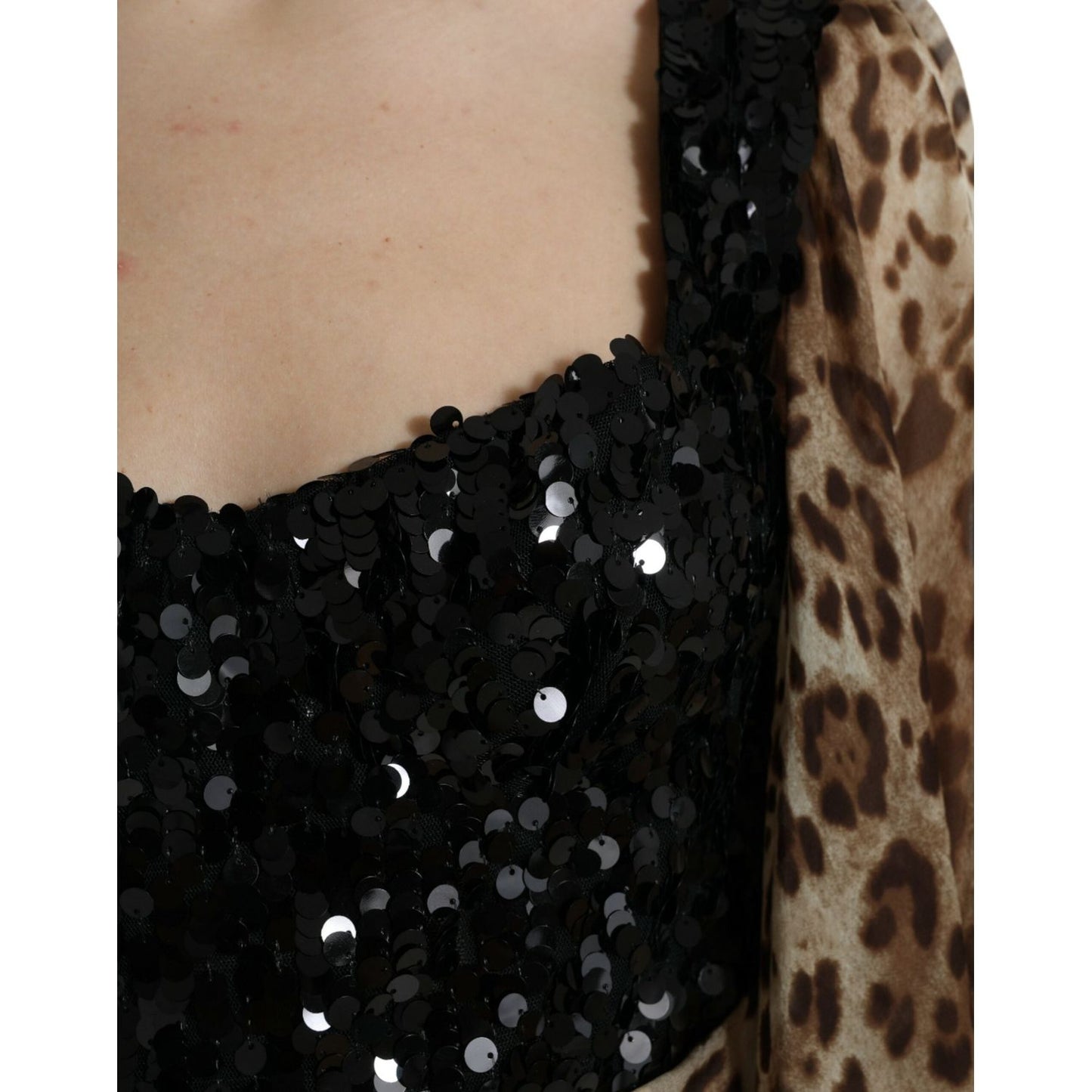 Elegant Leopard Sequin Tiered Dress