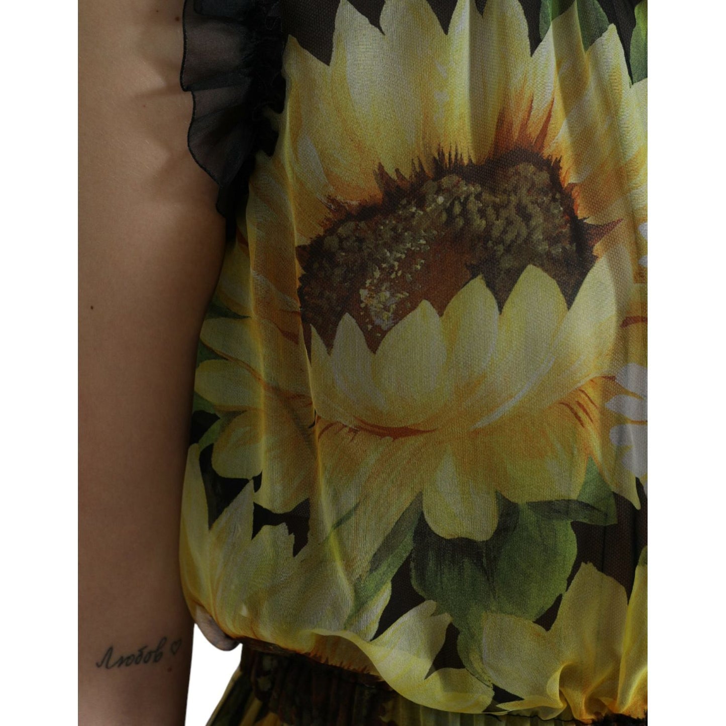 Elegant Sunflower Silk Maxi Dress