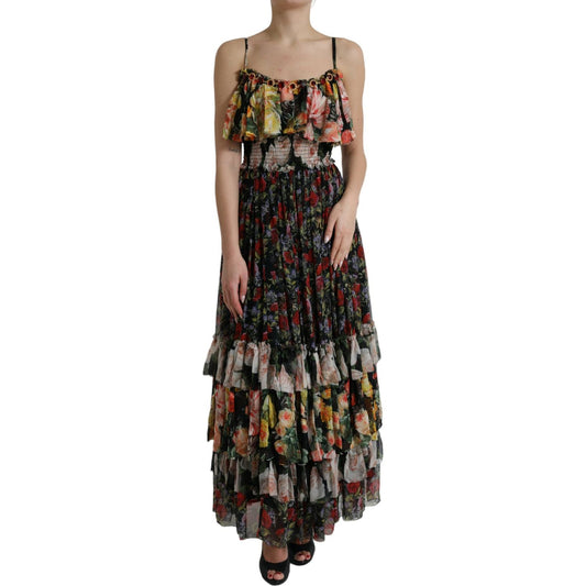 Vibrant Silk Floral Maxi Dress Dolce & Gabbana